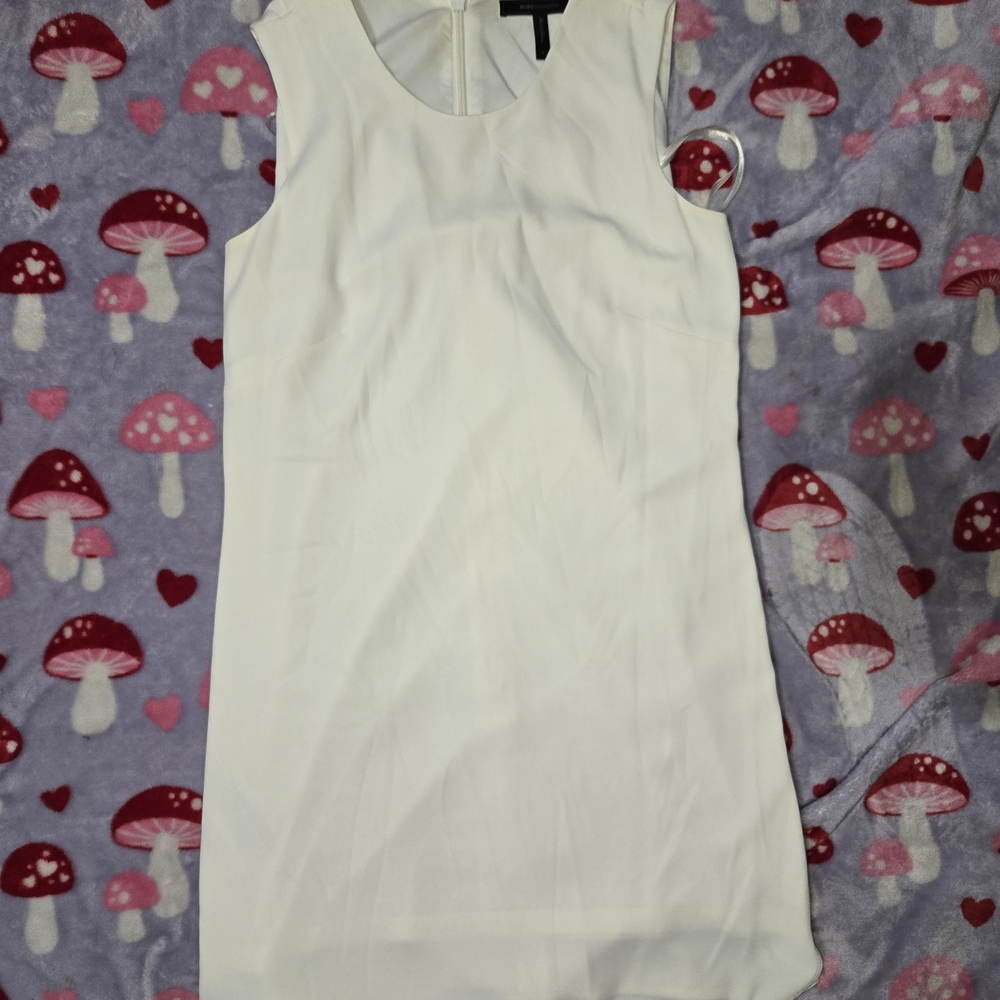 BCBGMAXAZRIA White Beaded Dress Womens Size Small Silver Beads